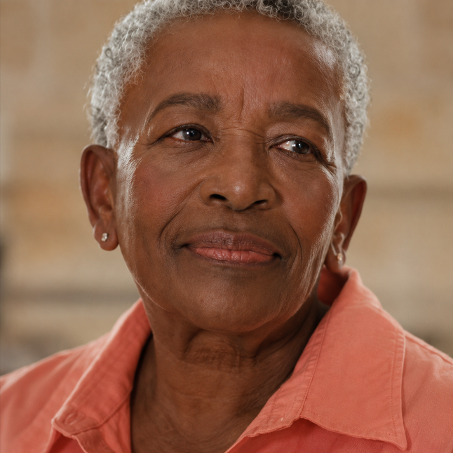 Older woman looking at a man